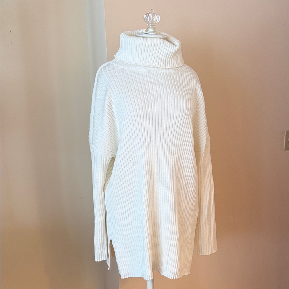 Women's White Turtleneck Sweater Dress